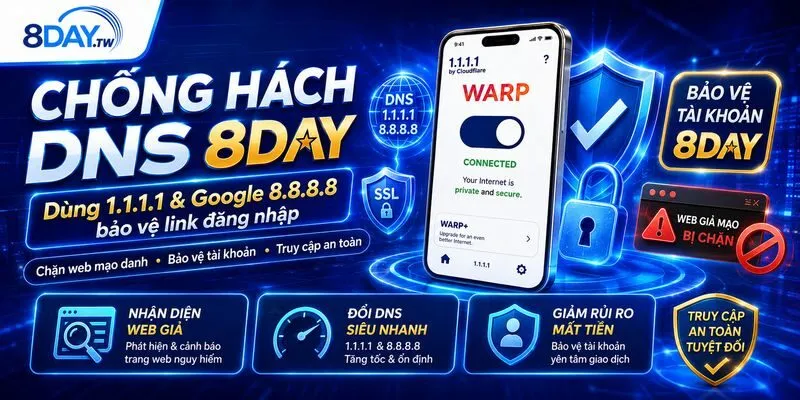 Cách Chống Hách DNS - Dùng 1.1.1.1 Bảo Mật Link 8DAY 1 Cách chống hách DNS